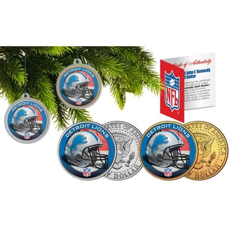 DETROIT LIONS Colorized JFK Half Dollar US 2-Coin Set NFL Christmas ...