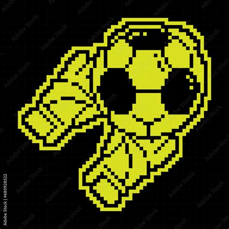 Pixel Silhouette Icon Goalkeeper Gloved Hands Catch Flying Soccer Ball