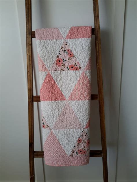 Pink Baby Girl Quilt For Sale Handmade Patchwork Quilt Flowers