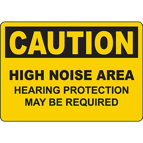 Caution High Noise Area Hearing Protection May Be Required Sign