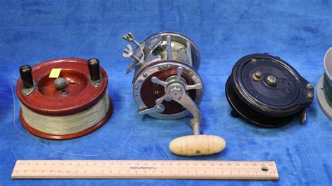 Lot Vintage Fishing Reels Inc Wooden Reel Penn Senator 40 Special