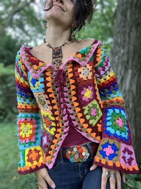 Crochet Granny Square Jacket Cardigan Free Pattern