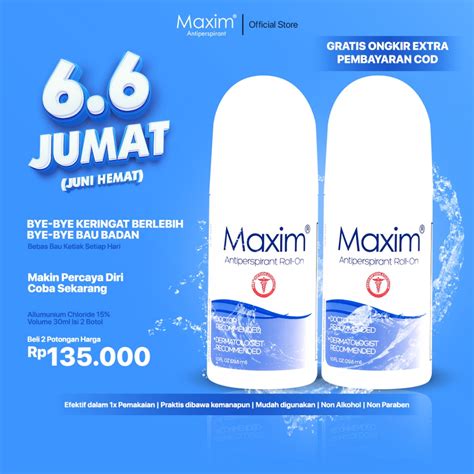 Jual Maxim Antiperspirant Roll On 15 Volume 30ml Isi 2 Pcs Shopee