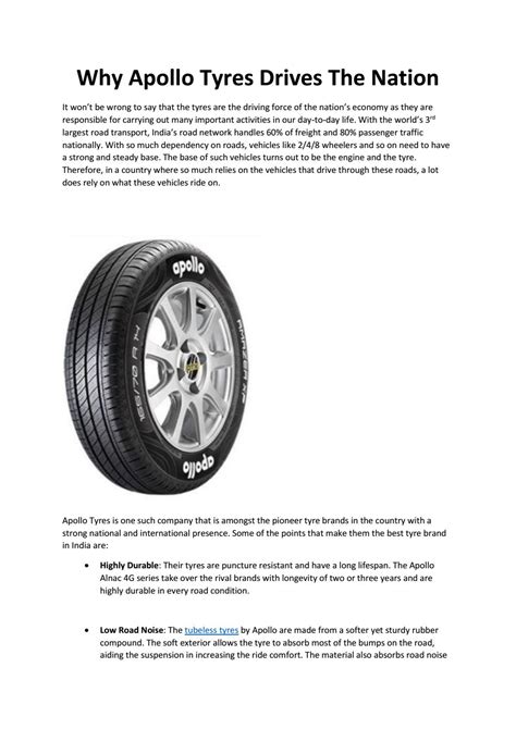 Why Apollo Tyres Drives The Nation by Apollo Tyres - Issuu