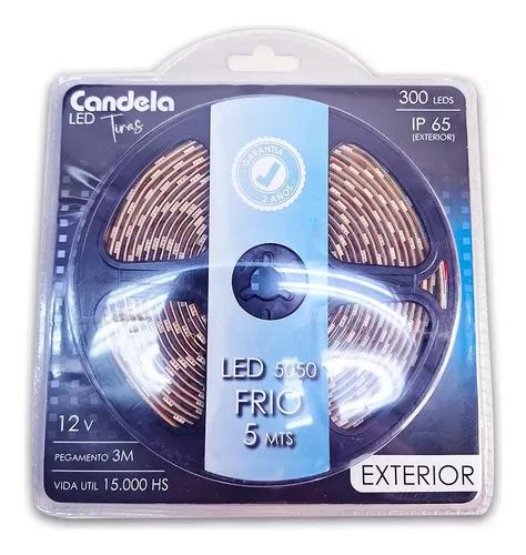 Tira Led 5050 Fria Para Exterior 12v 5 Metros Marca Candela