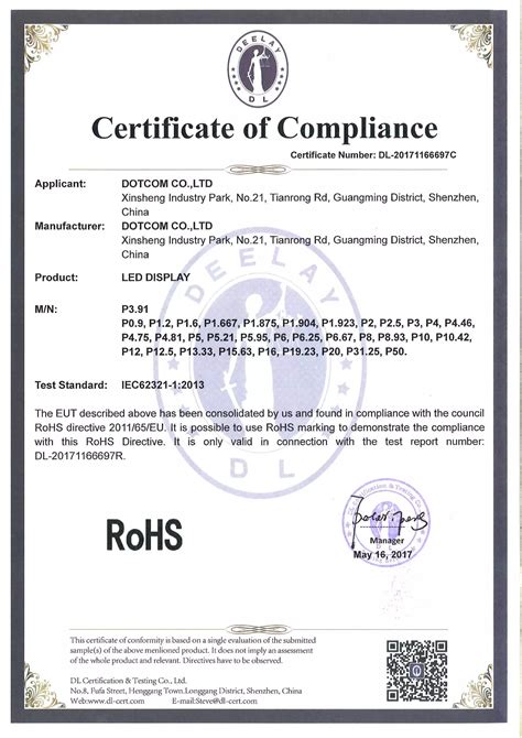 Rohs Certificate Pdf