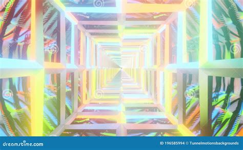 Illuminating Square Cage Passage 4k Uhd 3d Illustration Background Stock Illustration