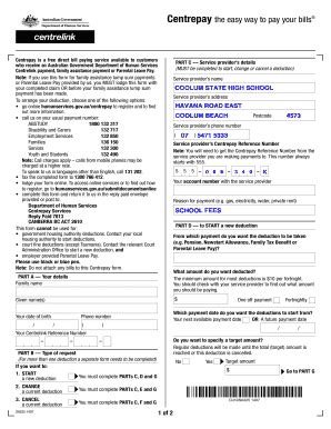 Fillable Online Coolumshs Eq Edu Centrepay The Easy Way To Pay Your