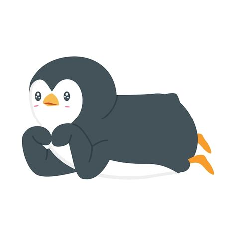 Lindo pingüino animal doodle dibujos animados Vector Premium