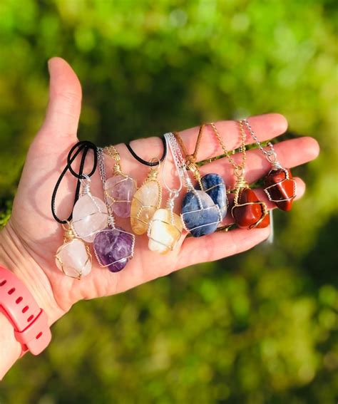 Wire Wrapped Crystal Pendant Necklace