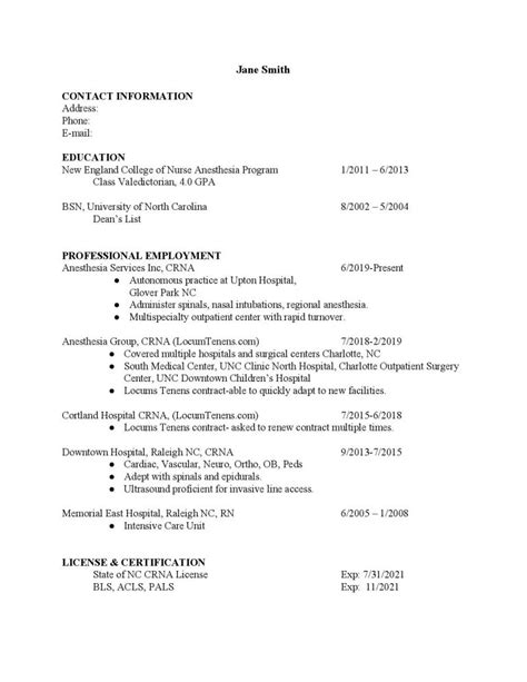 Anesthesiologist Cv Templates And Examples