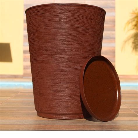 Vaso De Planta Decorativo Polietileno Prato Coluna Redonda N