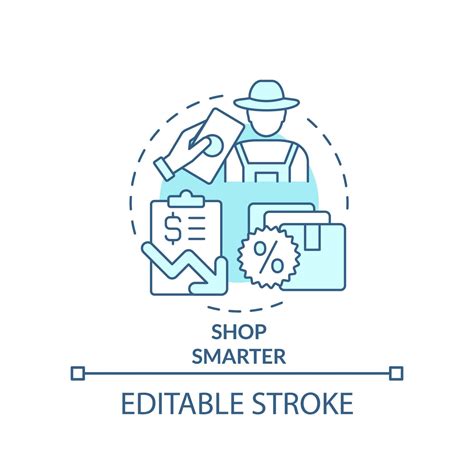 Shop smarter turquoise concept icon. Save money on purchasing