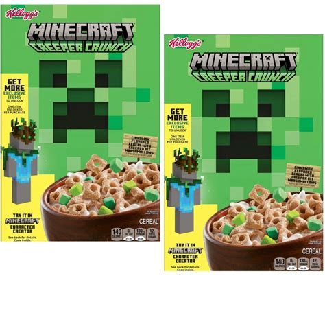 Kelloggs Minecraft Creeper Breakfast Cereal Cinnamon Marshmallows 8oz