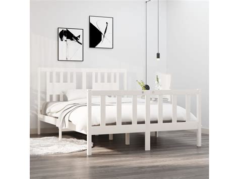 vidaXL Estrutura de cama dupla 135x190 cm madeira maciça branco Worten pt