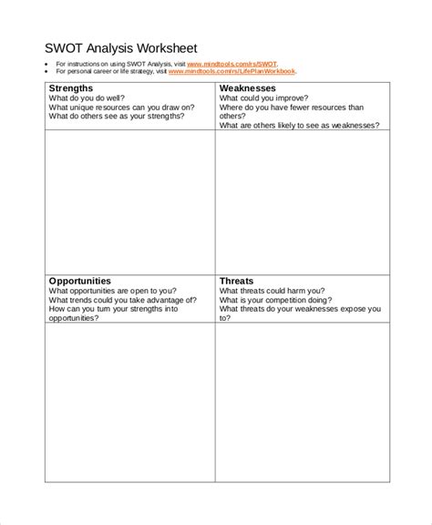 Sample Swot Analysis Worksheet Swot Analysis Worksheets Sexiz Pix 66495