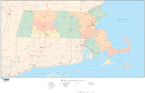 Massachusetts Wall Map with Counties by Map Resources - MapSales