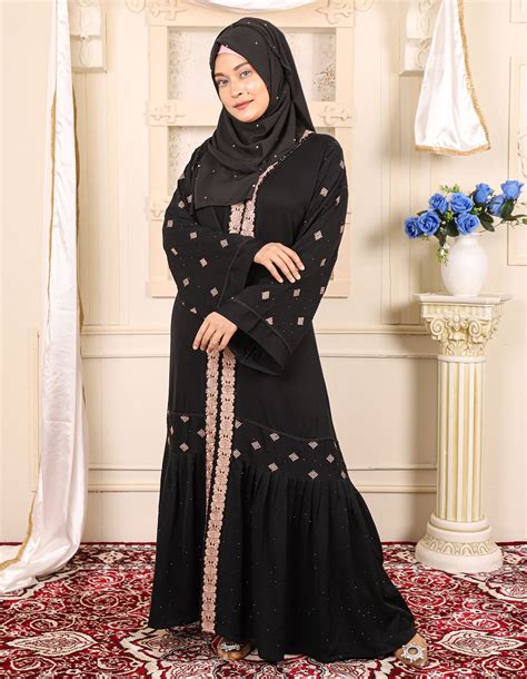 Black Borka With Lace Stone Work Irani Borka Bazar