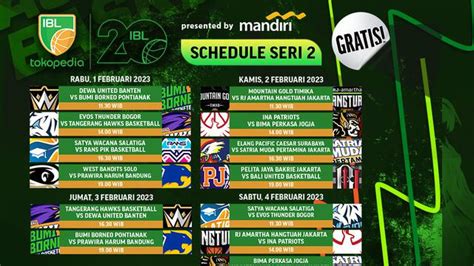 Jadwal Dan Live Streaming IBL Tokopedia 2023 Di Vidio 1 4 Februari