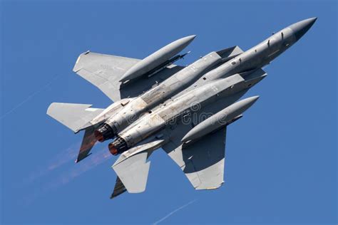 Fighter Jet Soaring Through A Bright Blue Sky Editorial Image Image