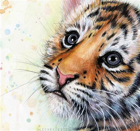 Tiger Art Print, Tiger Wall Art, Baby Tiger Watercolor Painting, Baby Boy Nursery, Baby Girl ...