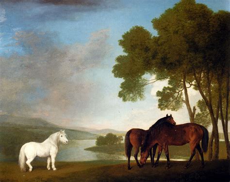 Two Bay Mares And A Grey Pony In A Landscape George Stubbs Wikiart