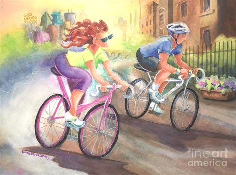 Biking Painting By Nancy Carney Fine Art America