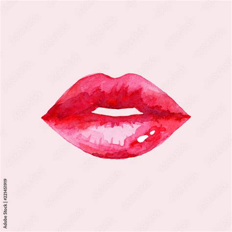 Womens Lips Hand Drawn Watercolor Lips Isolated On White Background Fashion And Beauty