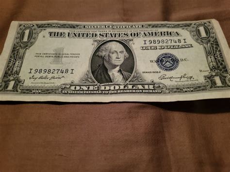 Rare Series 1935e 1 Dollar Silver Certificate Miss Cut And Fancy Serial Number Ebay