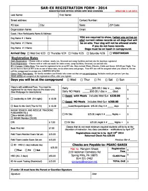 Fillable Online Sar Ex Registration Form Please Print Fax Email Print