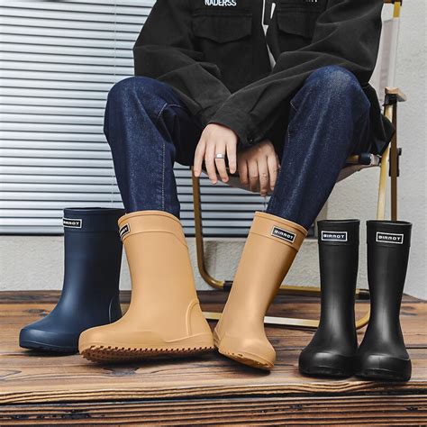 Botas De Lluvia De Goma Para Hombre Zapatos De Trabajo Impermeables