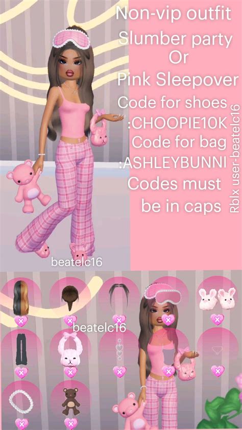 Non-vip outfit Slumber party Or Pink Sleepover Rblx user-beatelc16