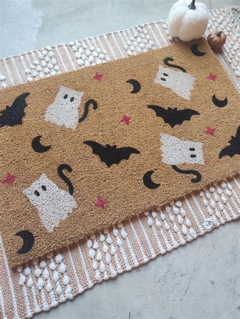 Cat Ghostie Doormatcat Halloween Doormat Feline Spooky Etsy In