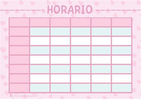 Horario Ver Cinnamoroll Rosa School Timetable Daily Planner