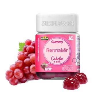 Gummy Hair Rennaker Crescimento Fortalecimento Unha Cabelo Suplemento