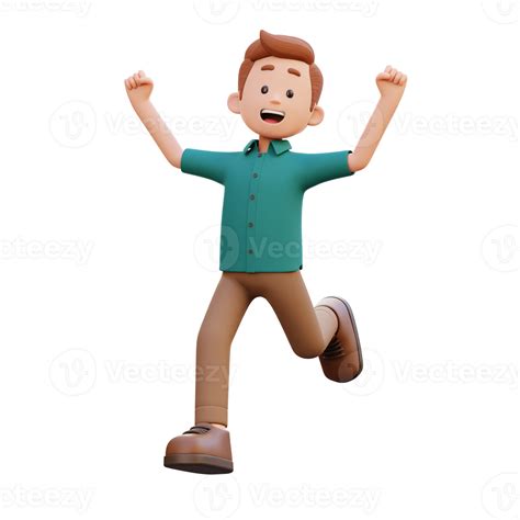 3d Male Character Happy Running 23583635 Png