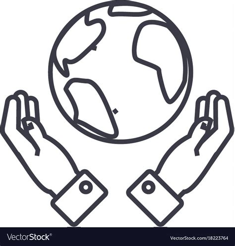 Globalization in hands linear icon sign symbol Vector Image