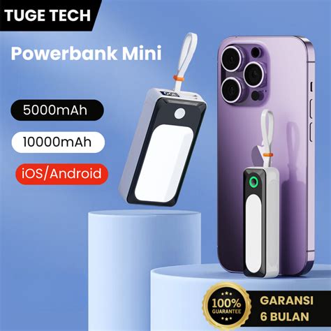 Jual Tuge Tech Powerbank Mini Mah Dan Mah Dengan Kabel Type C