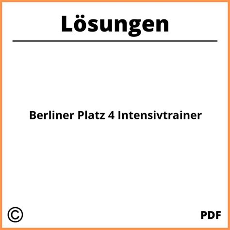 Berliner Platz Neu Intensivtrainer L Sungen Pdf