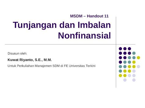 Ppt Msdm Handout Tunjangan Dan Imbalan Nonfinansial Dokumen Tips