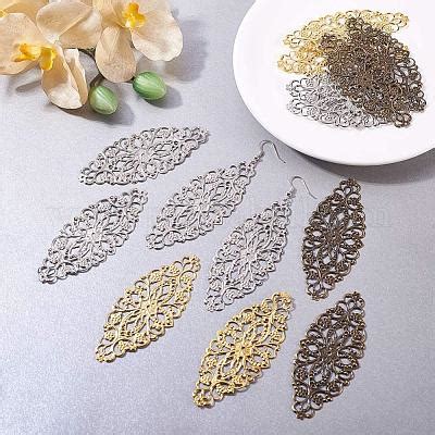 Shop PandaHall Elite 60 Pcs 3 Colors Tibetan Style Iron Oval Filigree