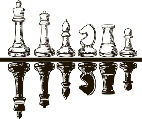 Hand Drawn Sketch Set Of Chess Pieces Chess Pieces Playing White And