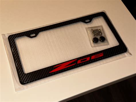 Reflective Red Corvette Z C Black Carbon Fiber License Plate