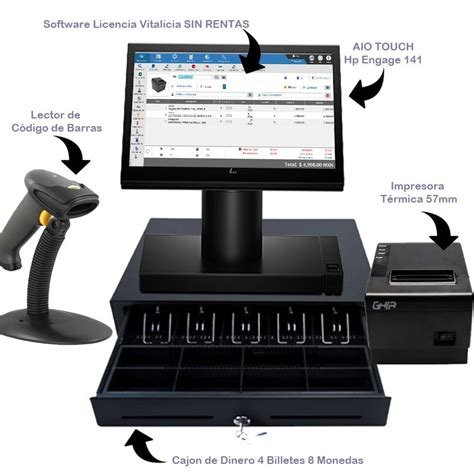 KIT PUNTO DE VENTA HP 104 TOUCH 14 CON CAJON DE DINERO E IMPRESORA DE