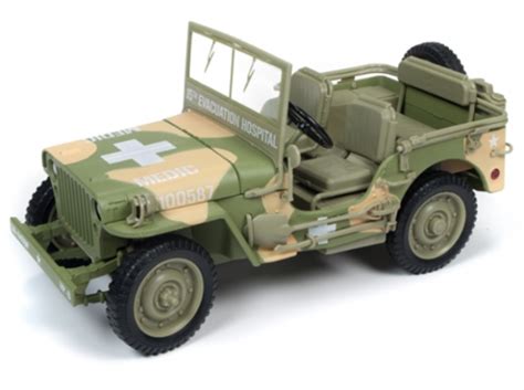 Modellbau Klar De AutoWorld 1941 Jeep Willys Army Medic Camo 1 18