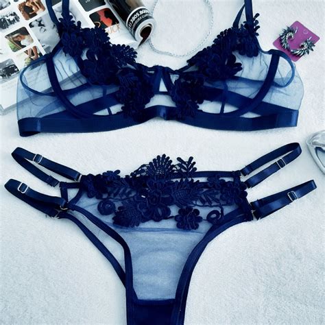 Conjunto De Lingerie Azul Marinho Elo Produtos Especiais