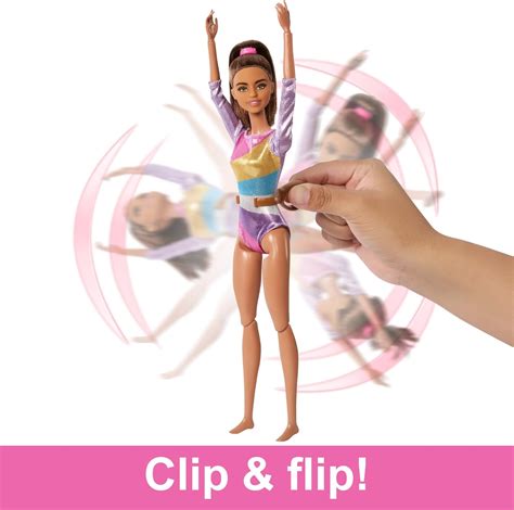 Barbie Careers Playset Gymnastics Set With Brunette Gymnast Fashion Doll C Clip For Flipping