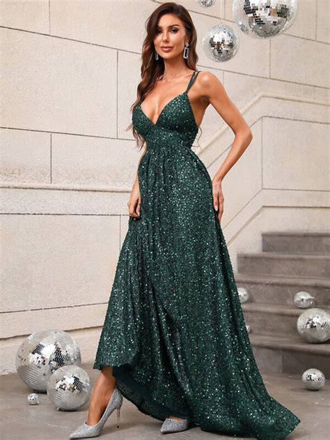 Backless Sequin Floor Length Formal Dress SHEIN EUR