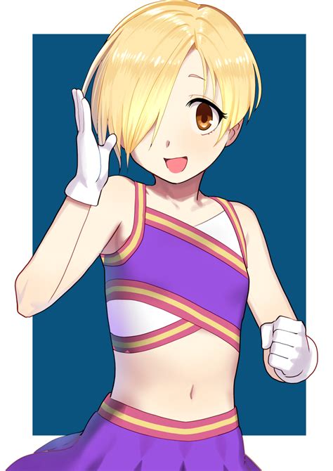 Safebooru 1girl Bags Under Eyes Blonde Hair Blush Brown Eyes Cheerleader Commentary Request