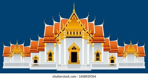 Wat Benchamabophit Dusitvanaram Temple Bangkok Thailand Stock Vector